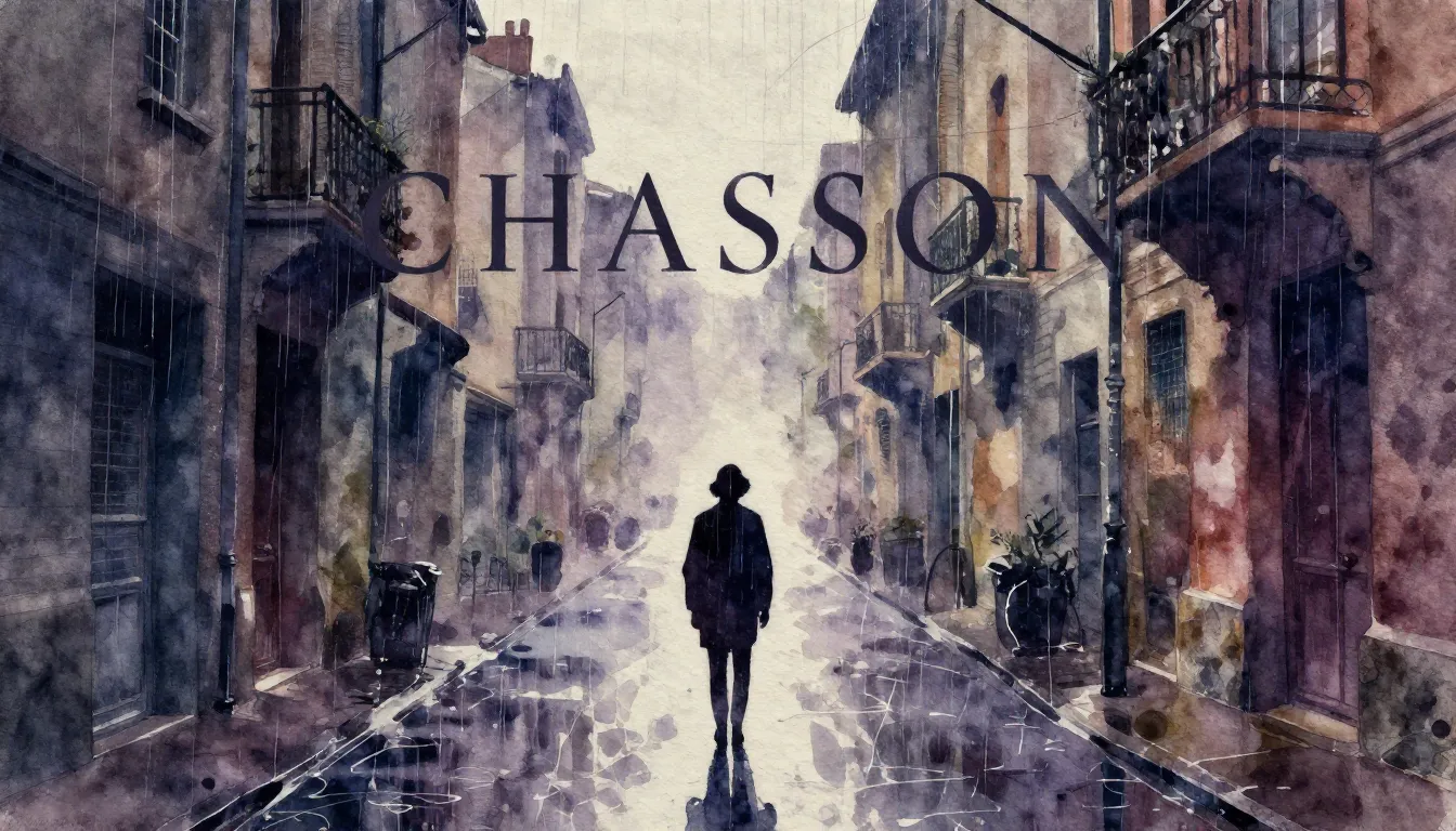 Vibrant watercolor style. Chanson album cover, melancholic, ...