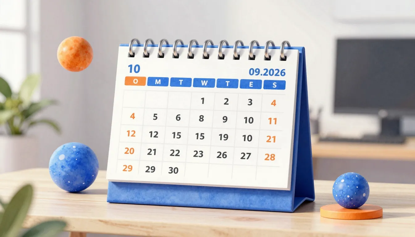 Watercolor style. A stylish 3D digital calendar showing the ...