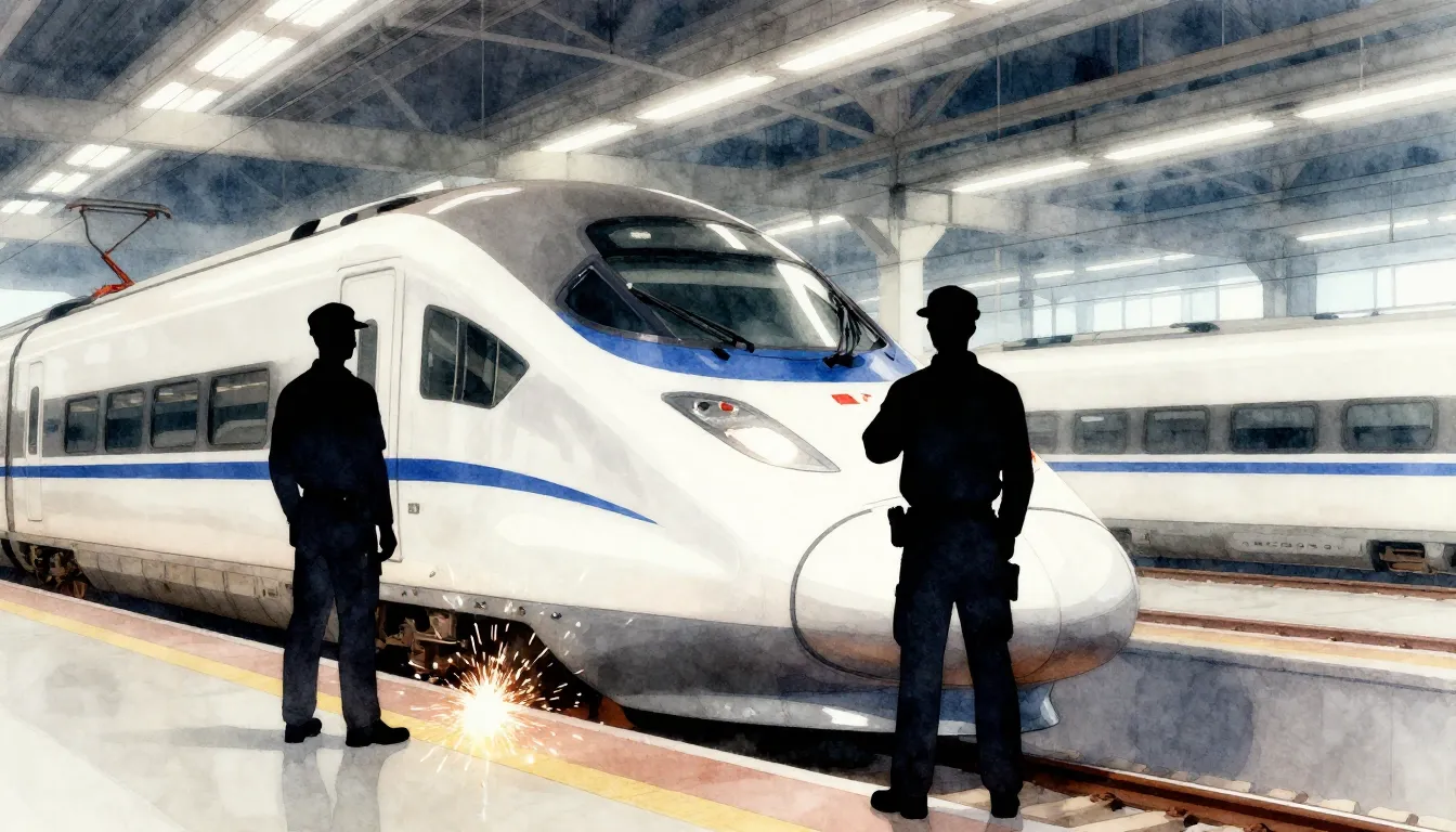 Watercolor style. Silhouette of a technician standing next t...