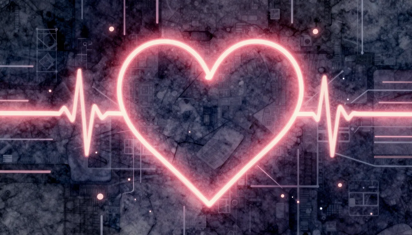 Watercolor style. Abstract neon heart silhouette pulsing in ...