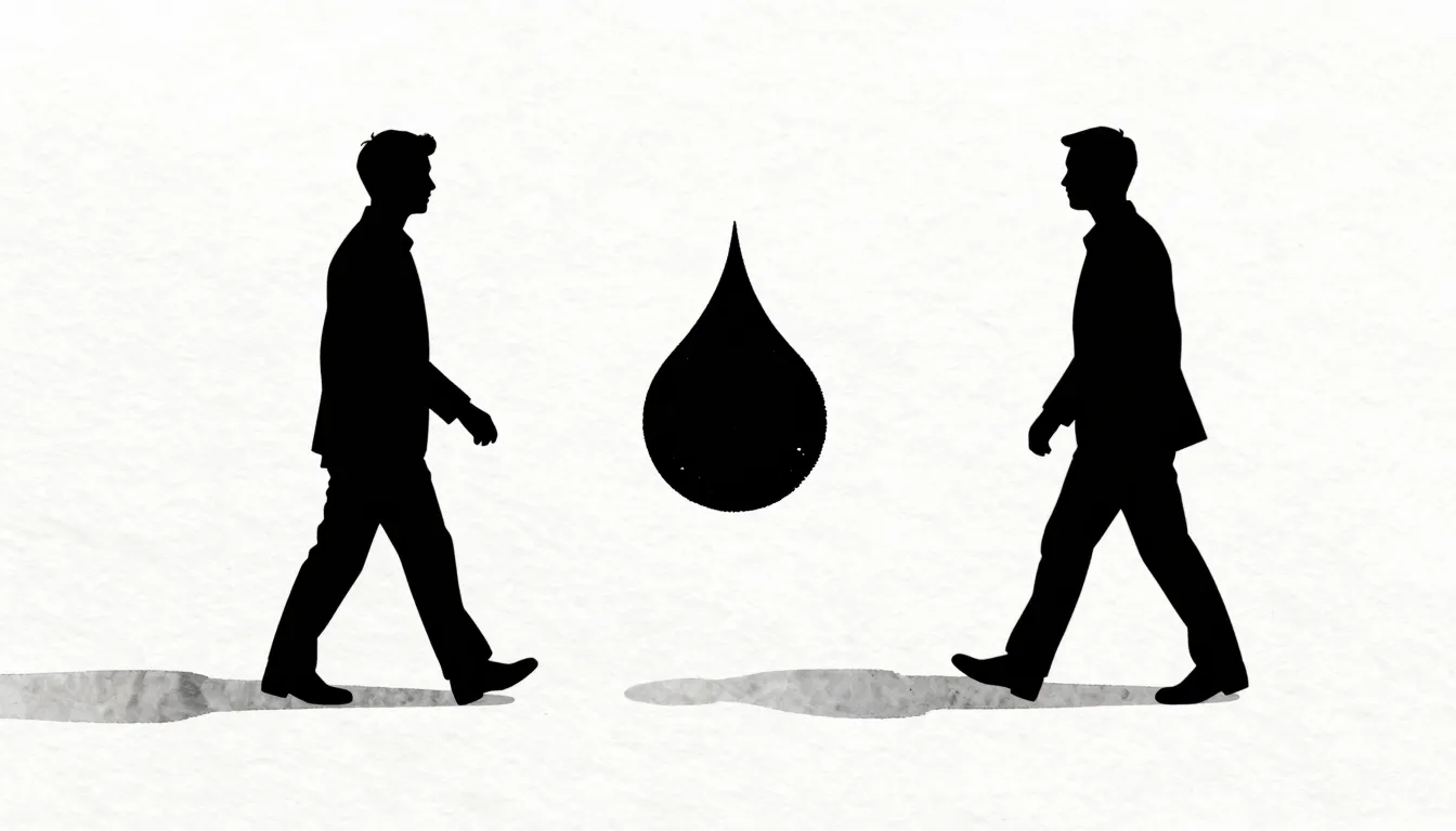 Watercolor style. Minimalist silhouette of two figures walki...