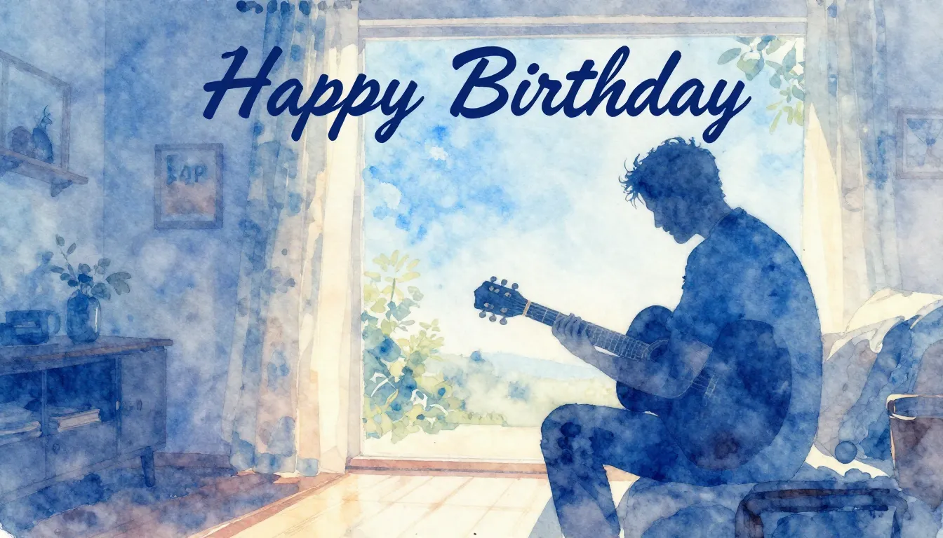 Vibrant watercolor style. Blues album cover, happy birthday ...
