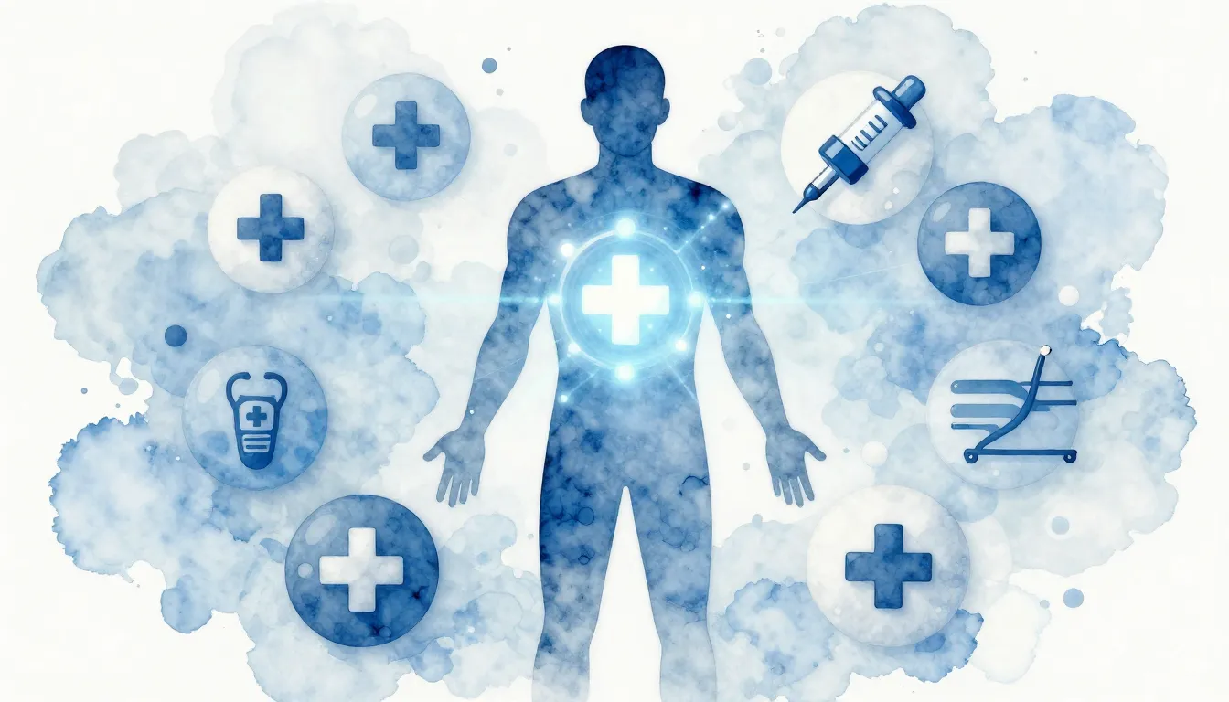 Watercolor style. Abstract medical concept, 3D render of a s...