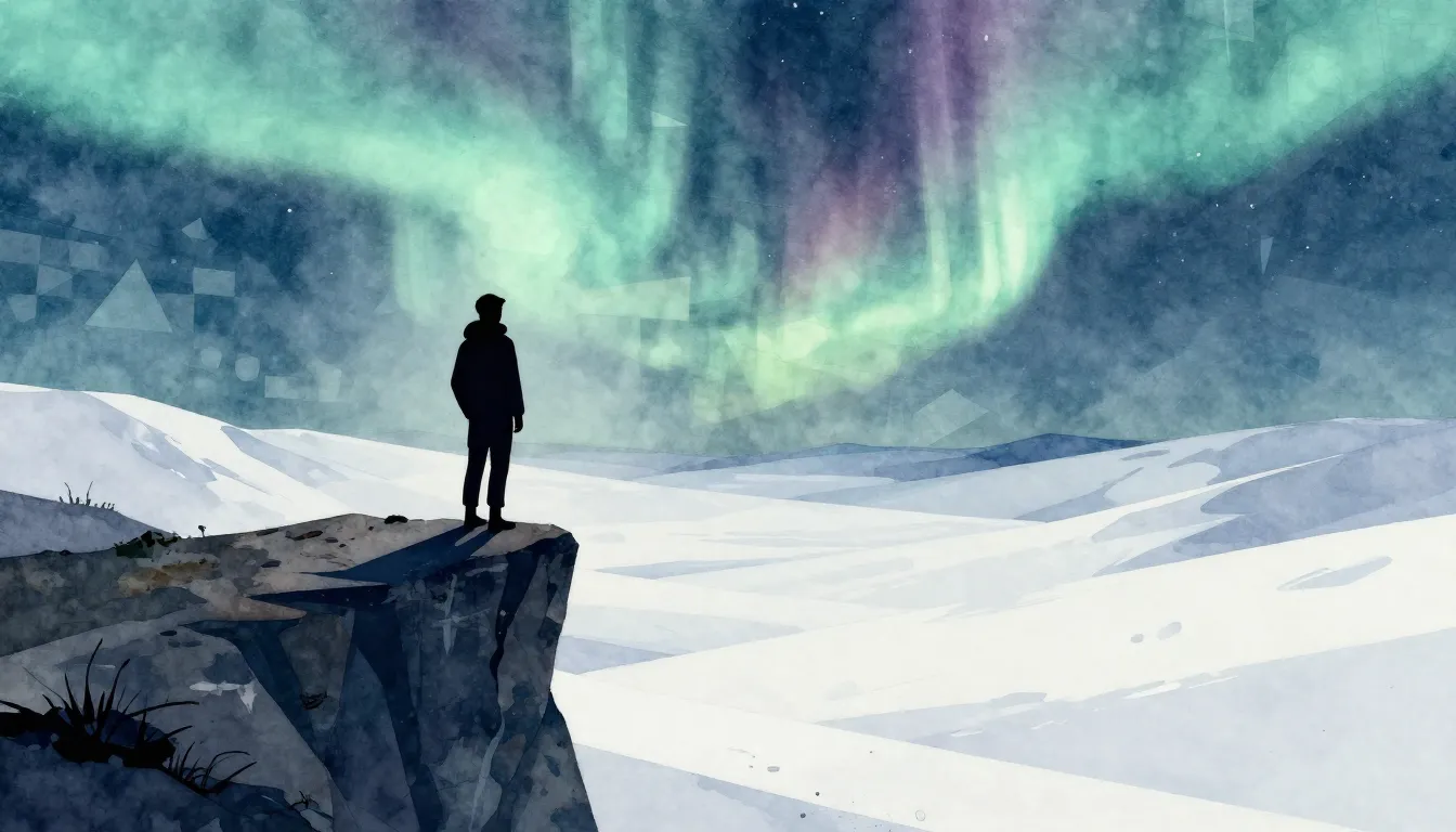 Watercolor style. Stylized silhouette of a person standing o...