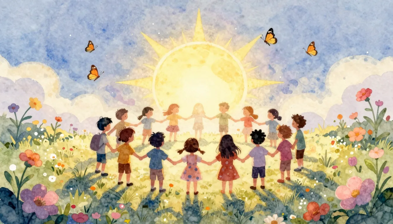 Watercolor style. A heartwarming illustration of a glowing s...