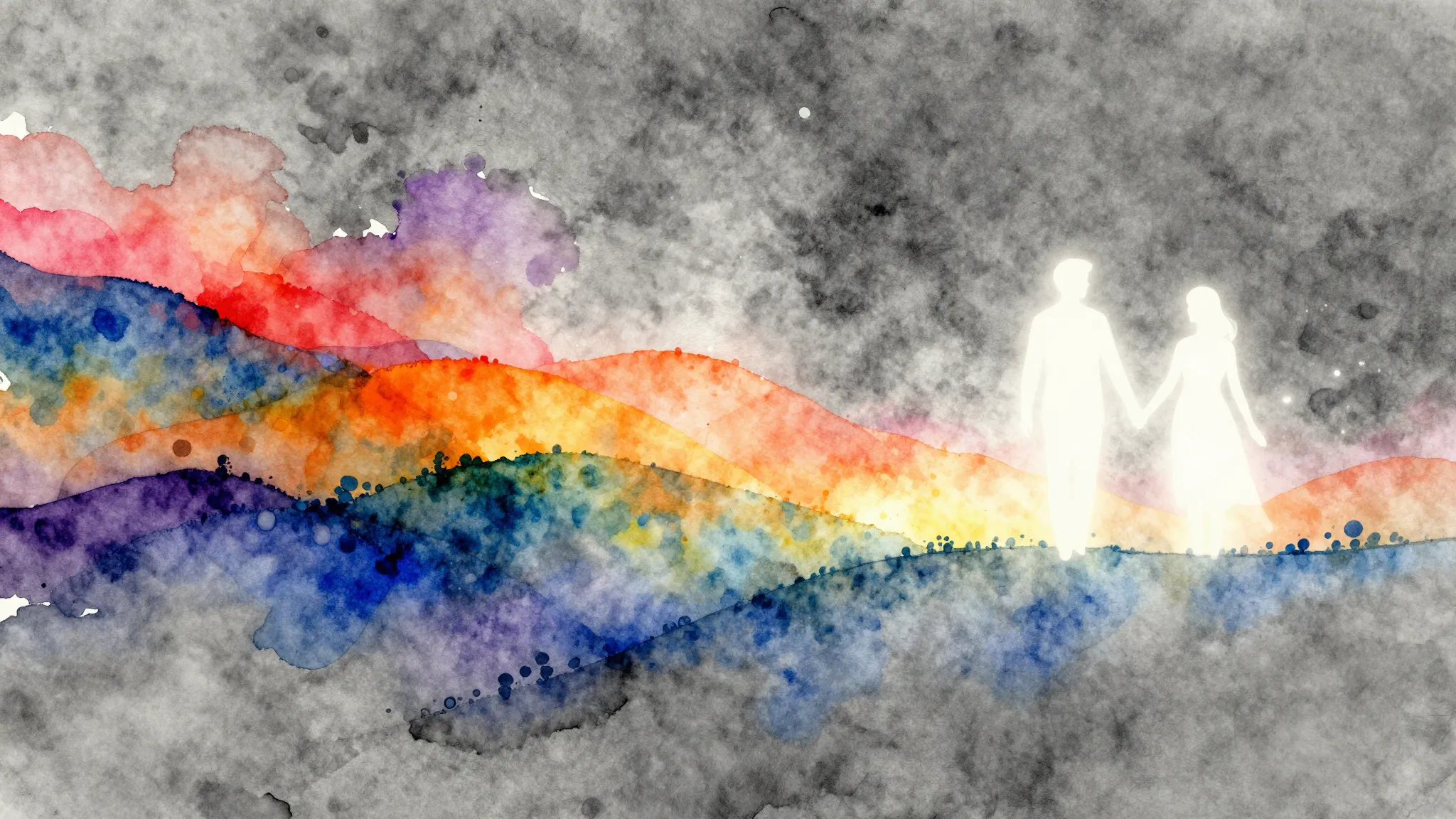 Watercolor style. A beautiful abstract landscape with bright...