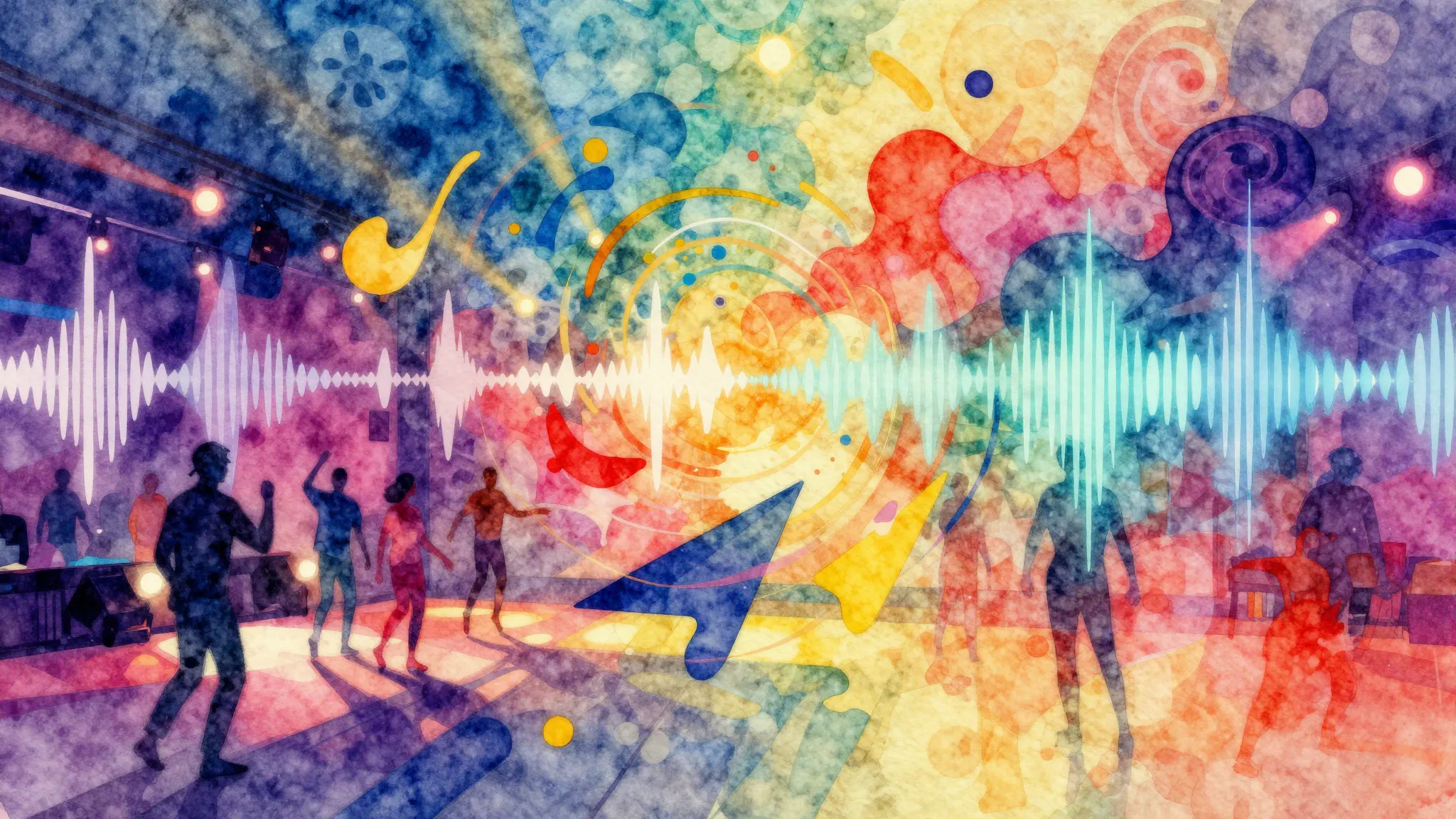 Vibrant watercolor style. Funk album cover, vibrant colors, ...