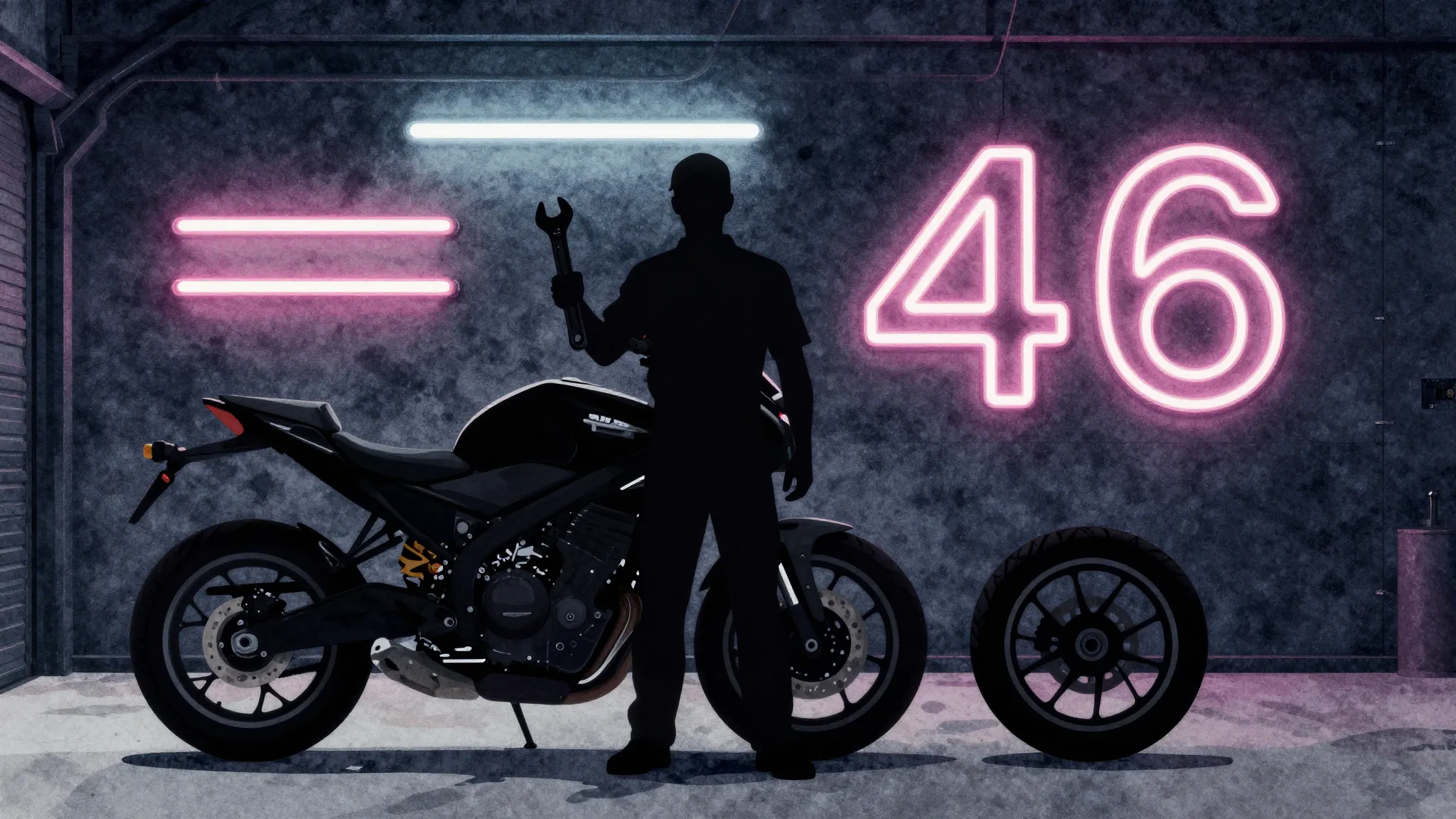 Watercolor style. A silhouette of a mechanic holding a wrenc...