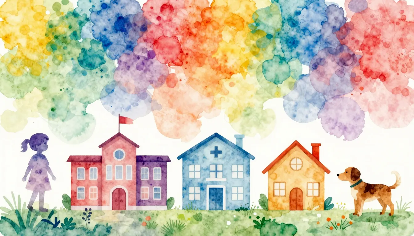Vibrant watercolor style. A vibrant, abstract timeline of li...