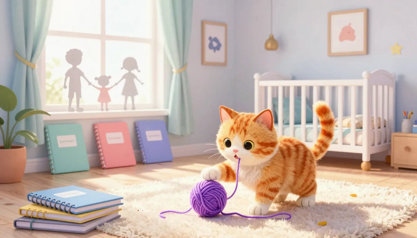 Watercolor style. A bright nursery room with many colorful n...