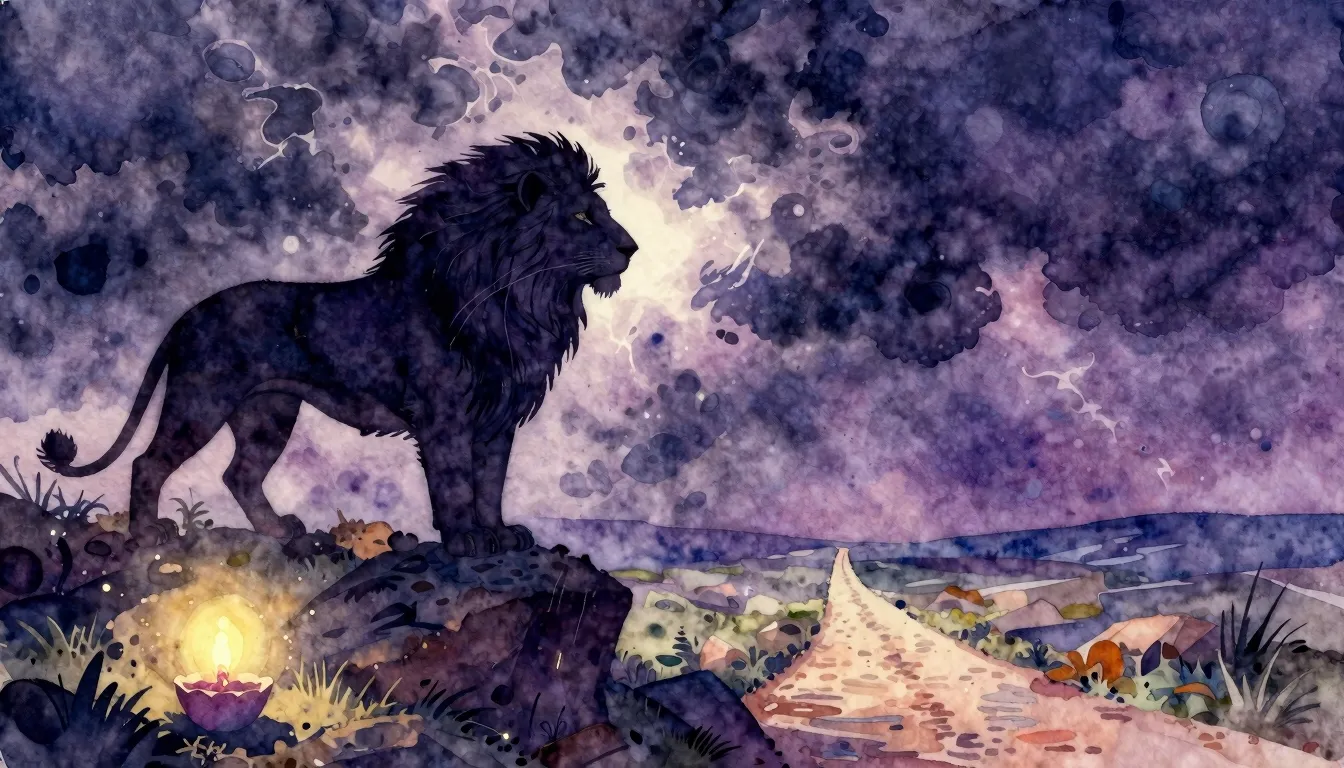 Vibrant watercolor style. Rock album cover: a majestic lion ...