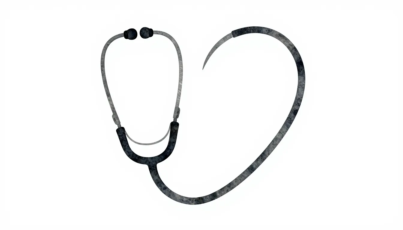 Watercolor style. Minimalist silhouette of a stethoscope for...