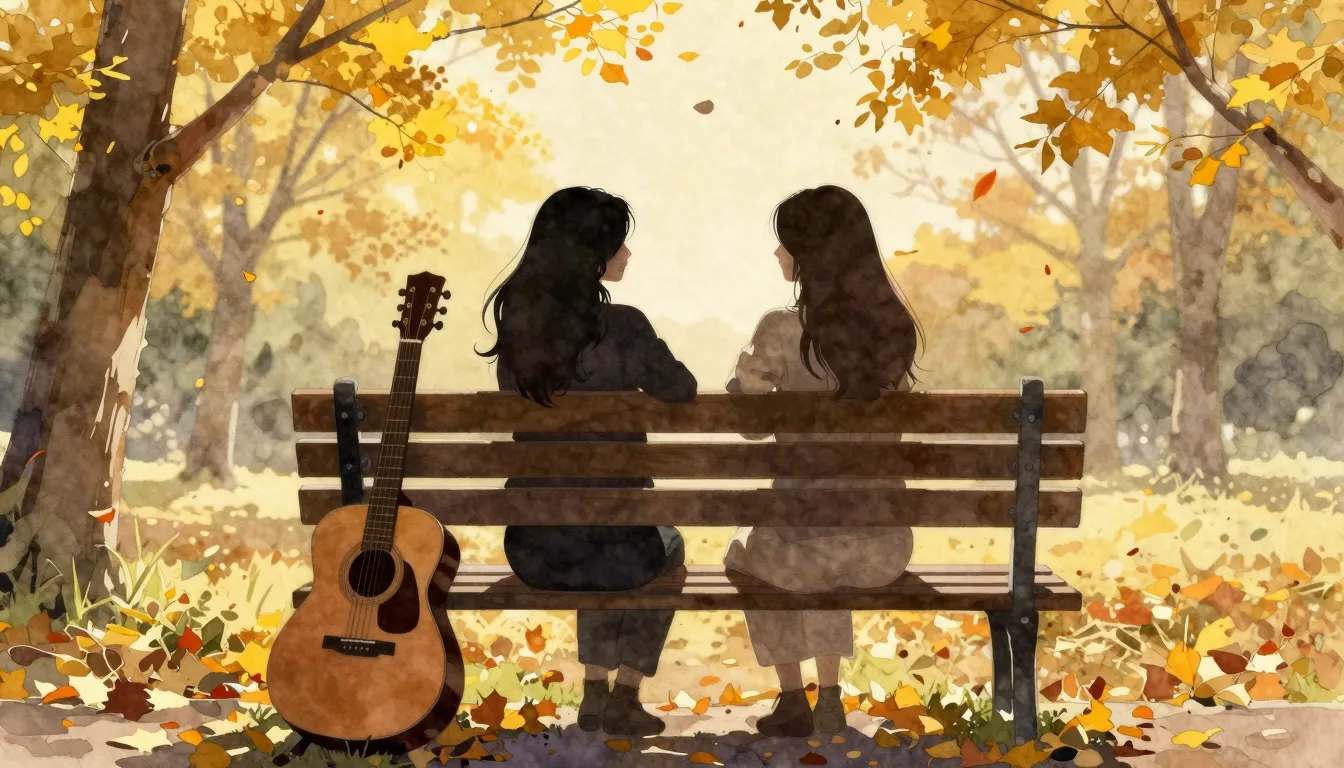 Watercolor style. Silhouette of two female friends sitting o...