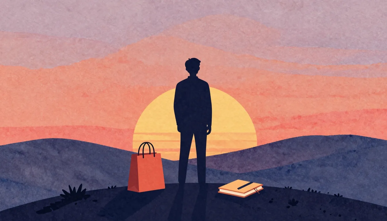 Watercolor style. A stylized silhouette of a person standing...