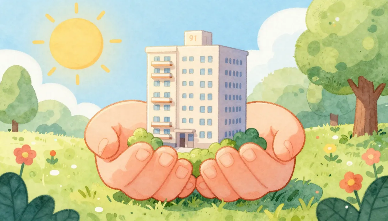 Watercolor style. Whimsical illustration, cupped hands cradl...