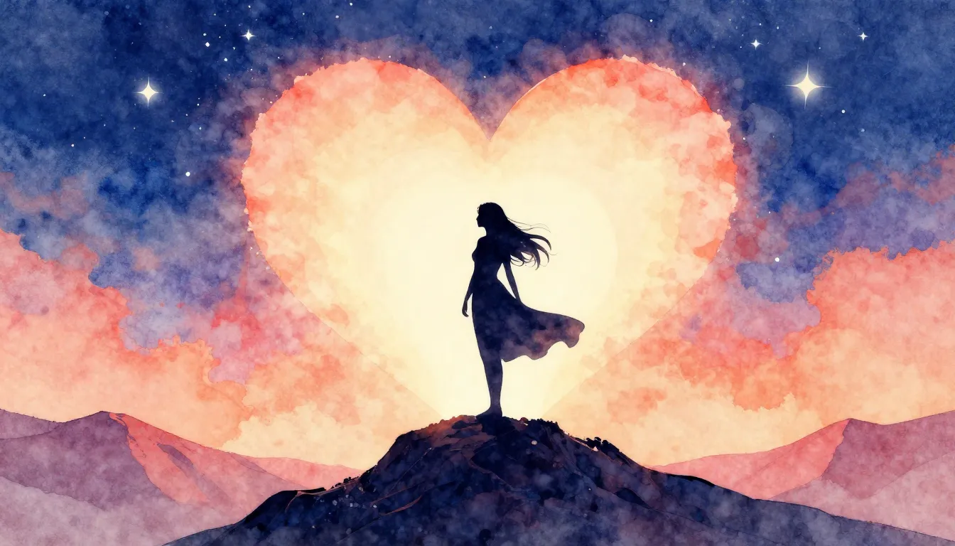 Watercolor style. A silhouette of a graceful woman standing ...