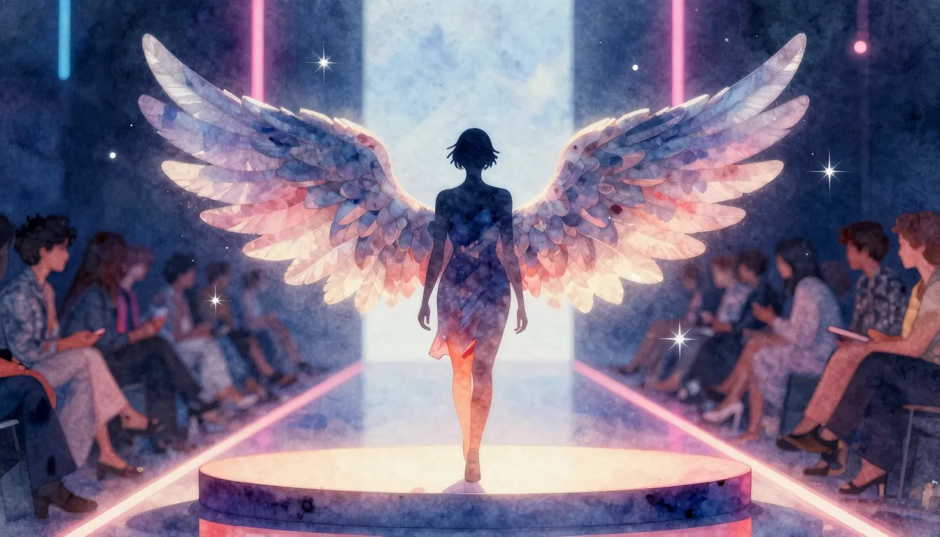 Watercolor style. Stylish silhouette of a person with wings ...