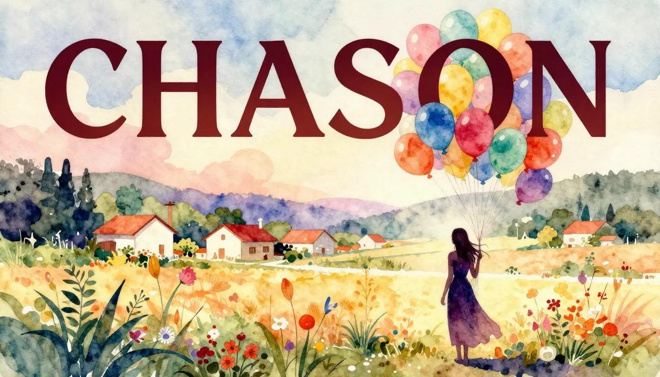 Vibrant watercolor style. Chanson album cover, rural village...