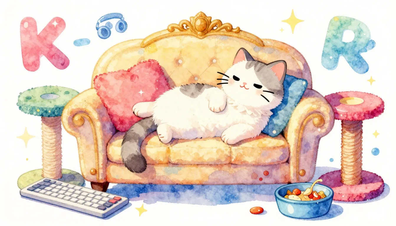 Vibrant watercolor style. K-Pop album cover: a cute, fluffy ...