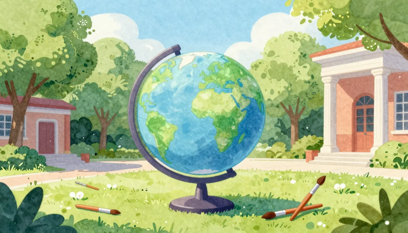 Watercolor style. Vibrant digital illustration of a green sc...