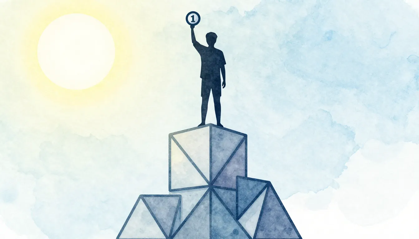 Watercolor style. Silhouette of a person standing on top of ...