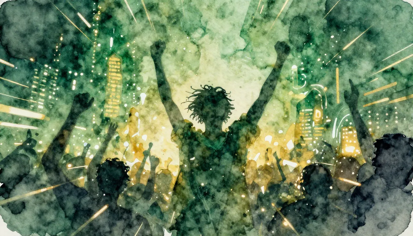 Vibrant watercolor style. Techno album cover, abstract, vibr...