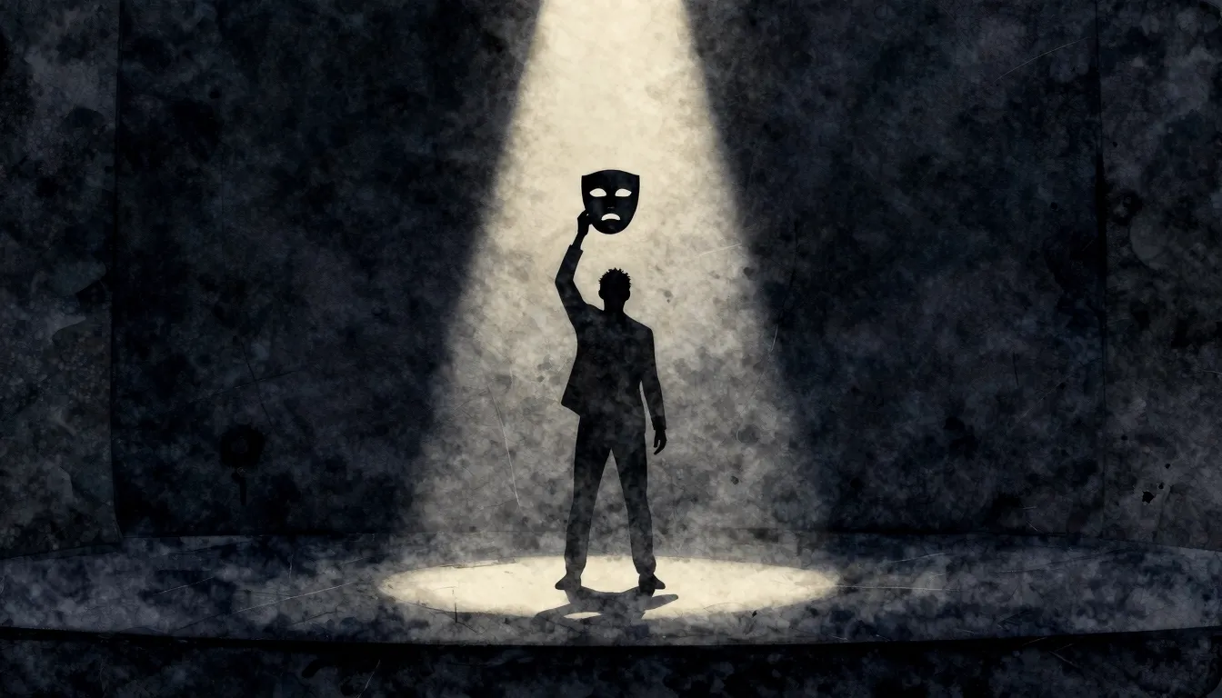 Watercolor style. Silhouette of a man dropping a theatrical ...
