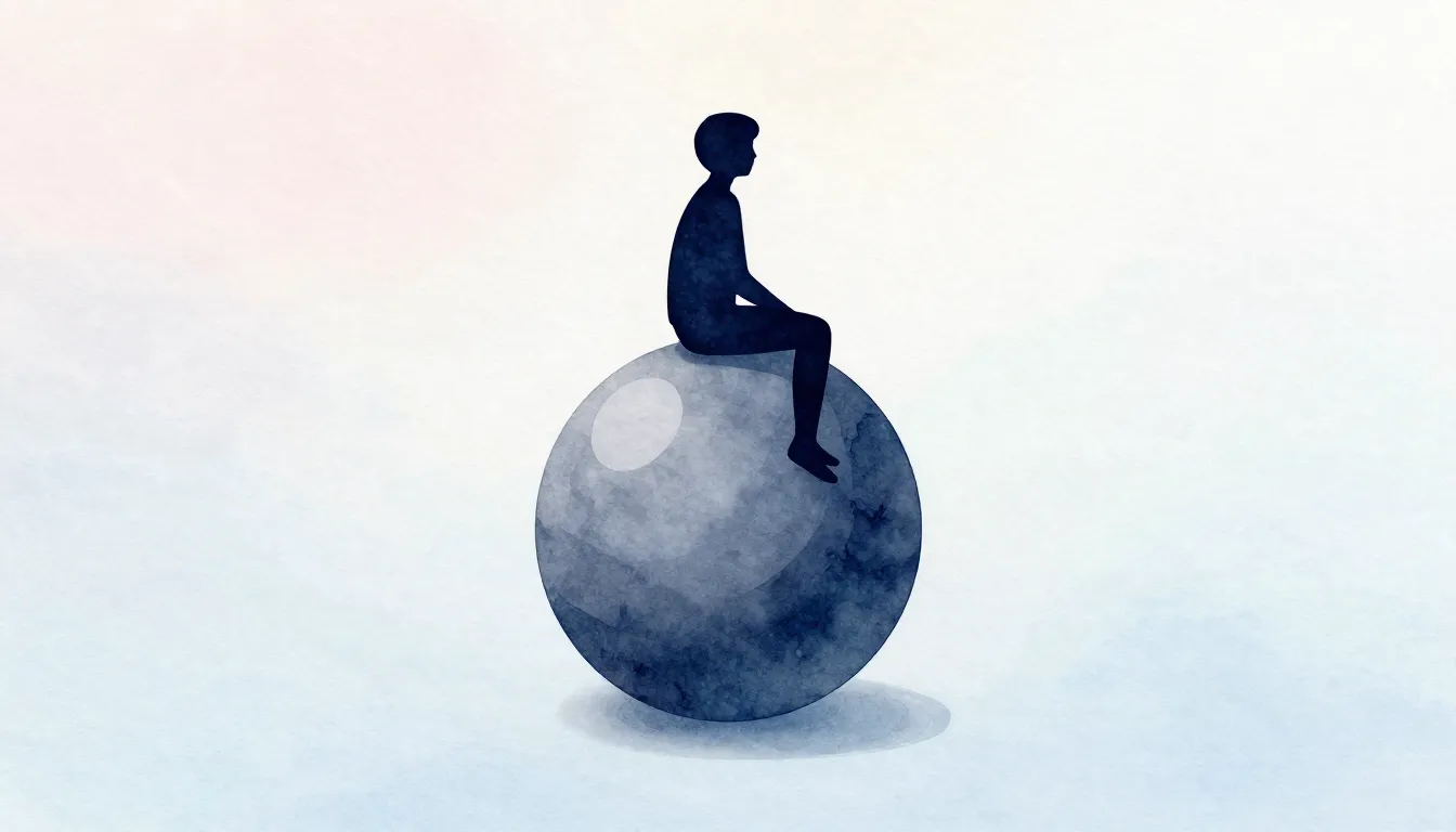 Watercolor style. A minimalist silhouette of a person sittin...