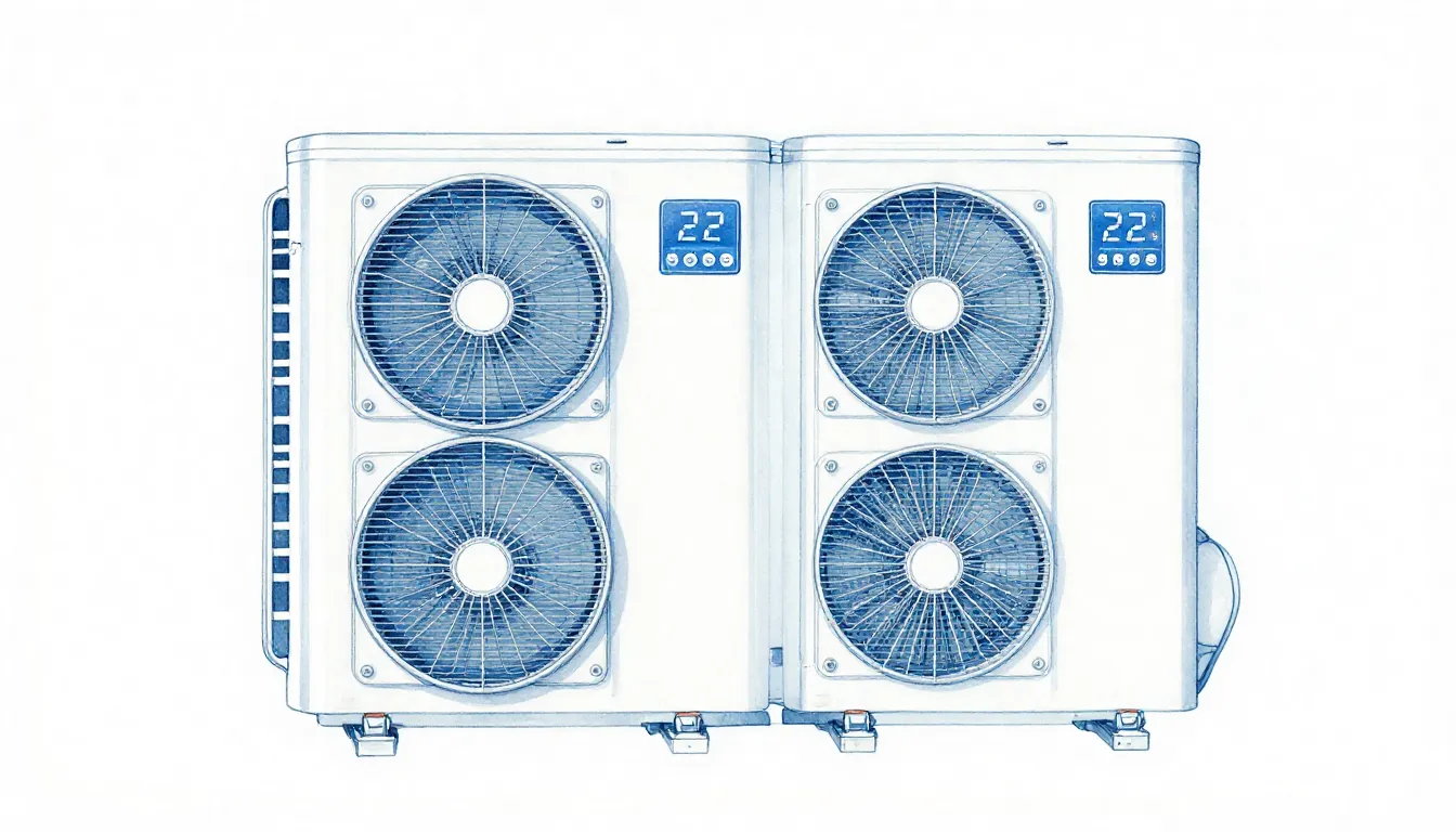 Watercolor style. Minimalist blueprint of a modern HVAC syst...