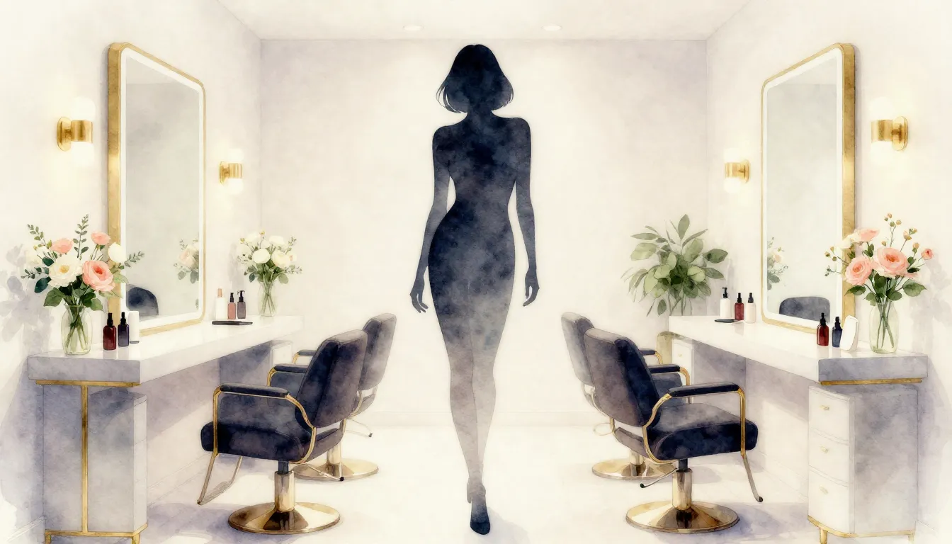 Watercolor style. A stylish, minimalist silhouette of a woma...