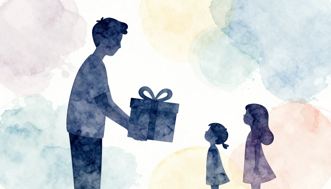 Watercolor style. Stylized silhouettes of a man, a woman, an...