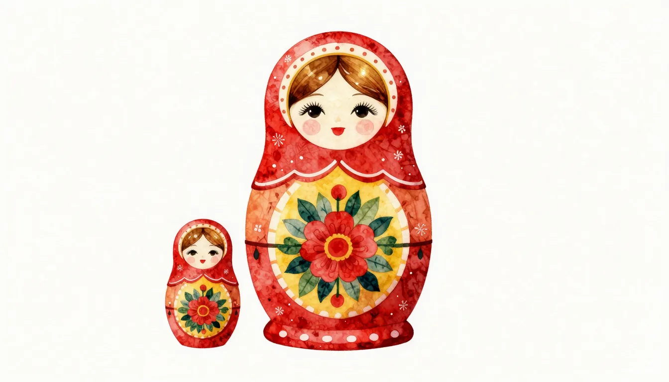 Watercolor style. Silhouette of a traditional Russian nestin...