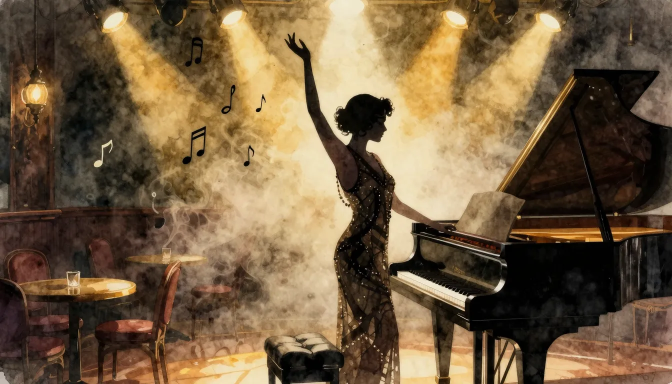 Watercolor style. A silhouette of a graceful woman standing ...