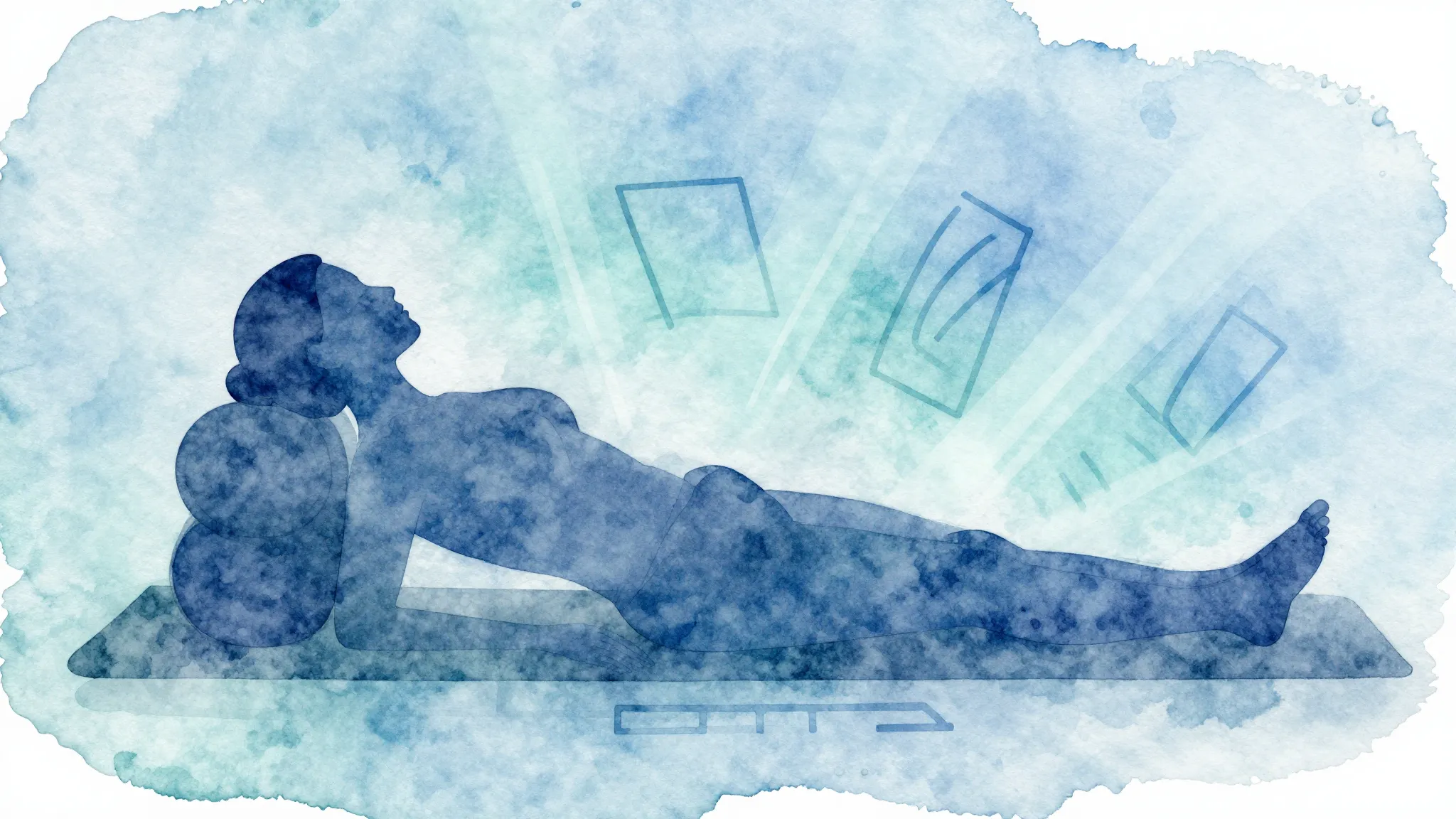 Watercolor style. Minimalist silhouette of a person in a rel...