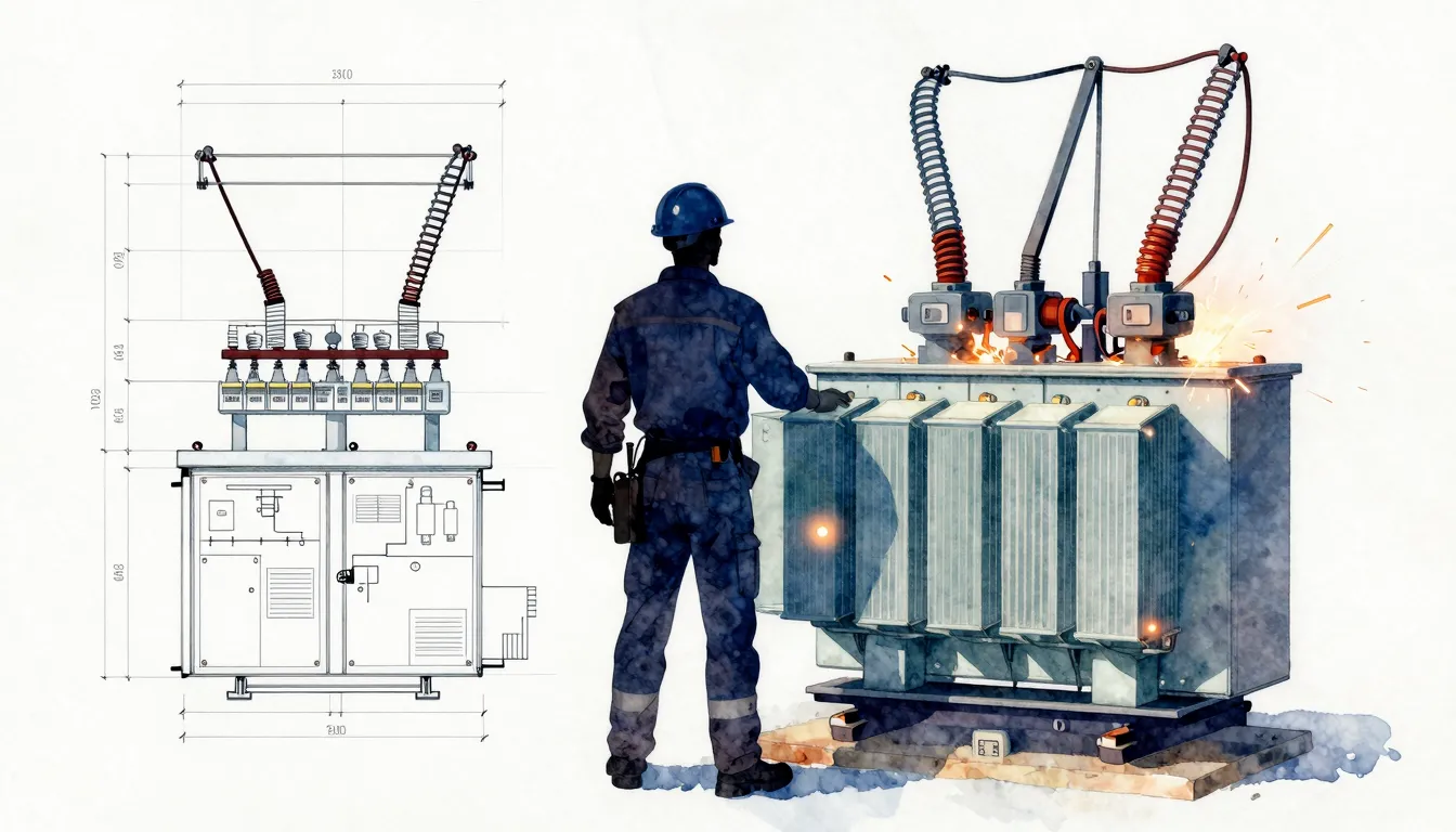 Watercolor style. Silhouette of a professional electrician i...