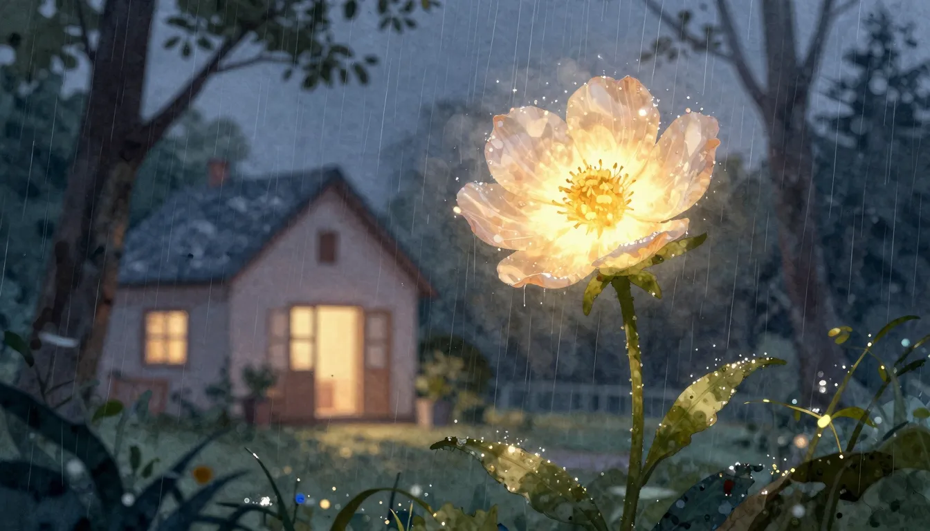 Watercolor style. A beautiful glowing flower standing strong...