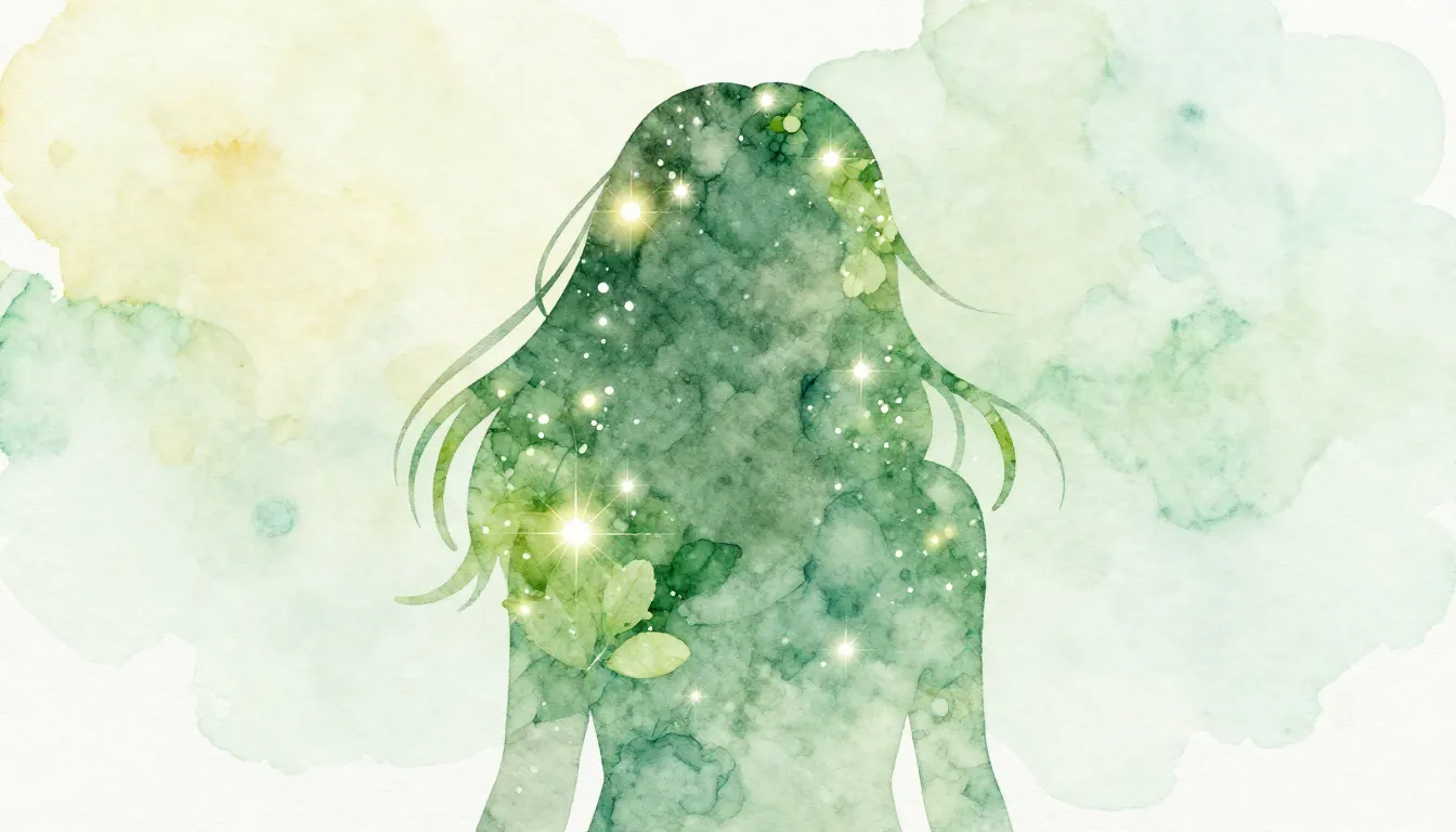 Watercolor style. Stylized silhouette of a person filled wit...