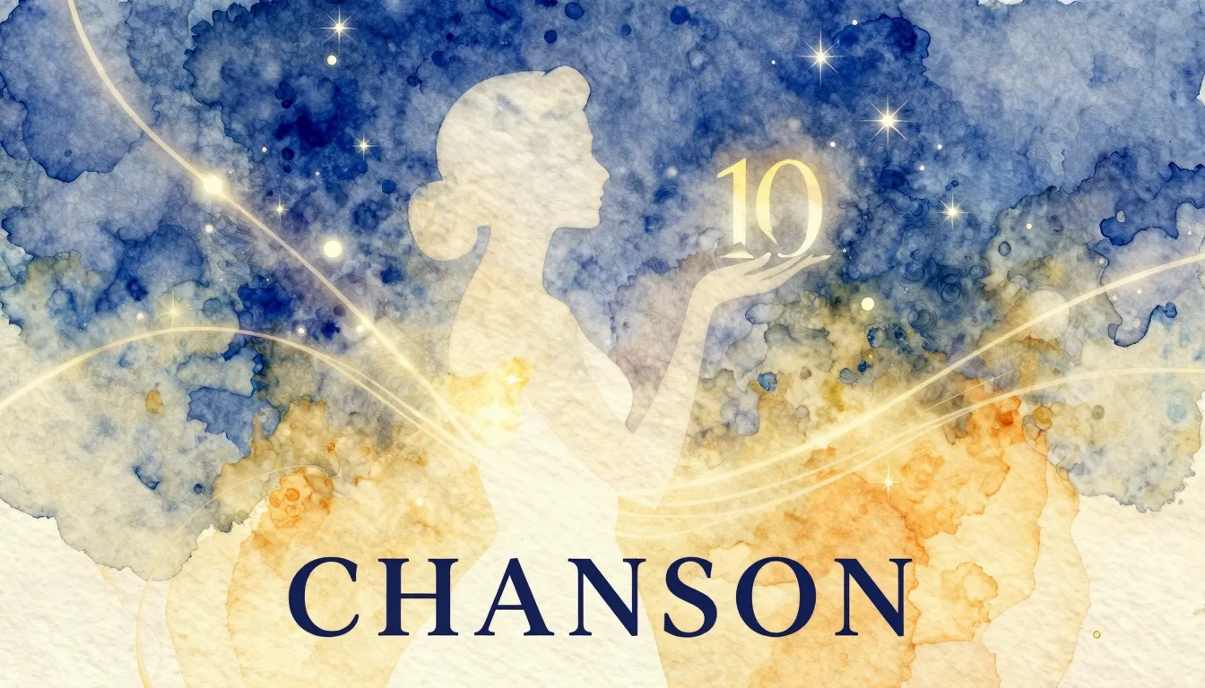 Vibrant watercolor style. Chanson album cover, elegant and w...