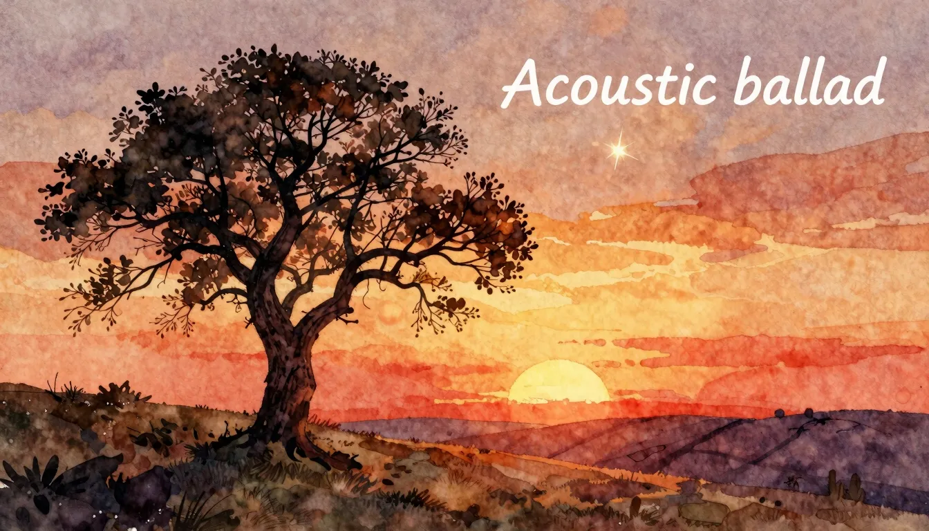 Vibrant watercolor style. Genre: "Acoustic Ballad"

```
Acou...
