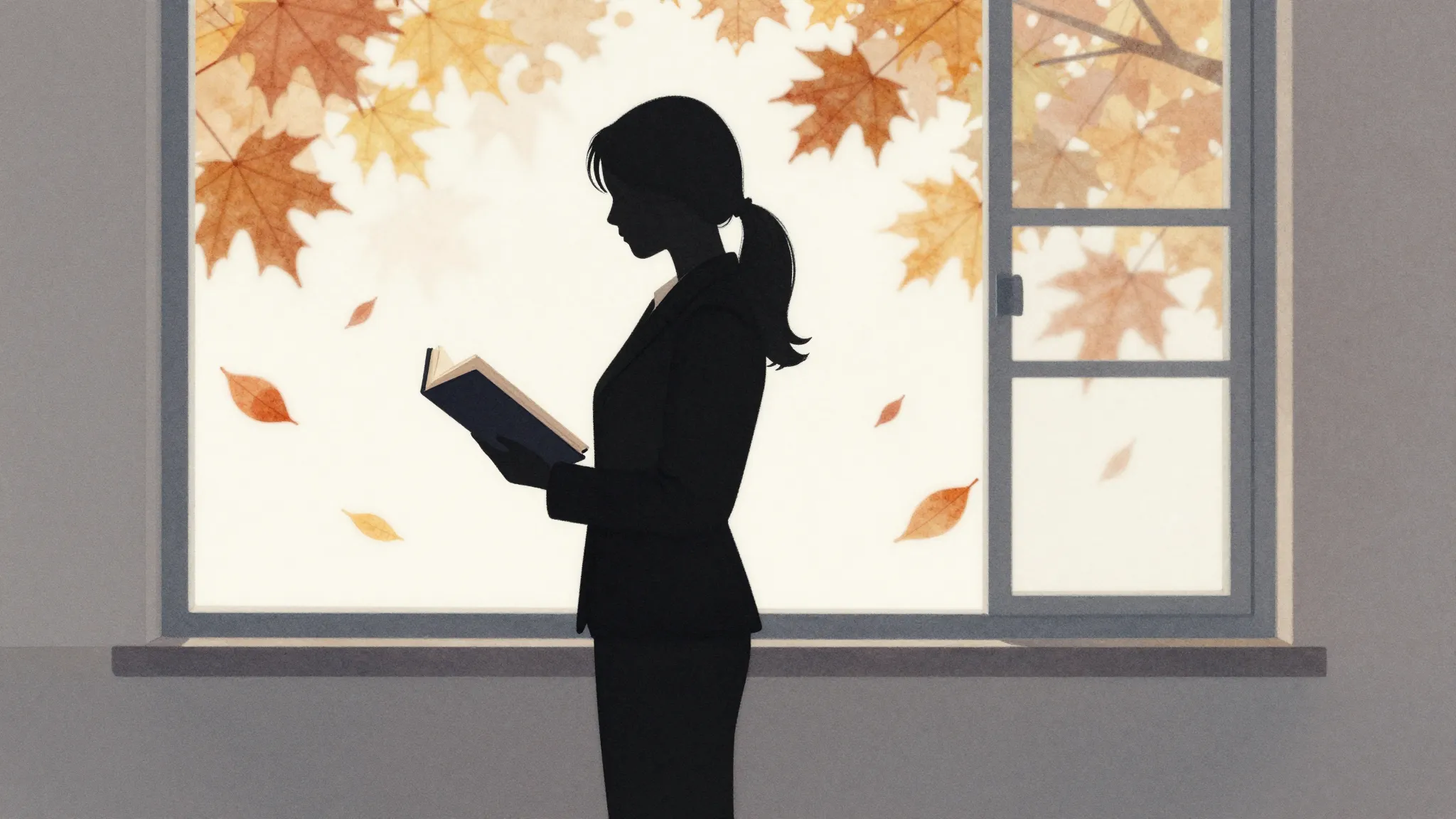 Watercolor style. Silhouette of a teacher holding a book, st...