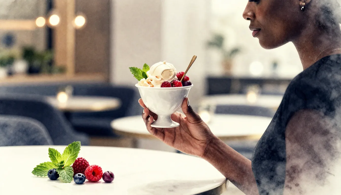 Watercolor style. A stylish lounge atmosphere with a silhoue...