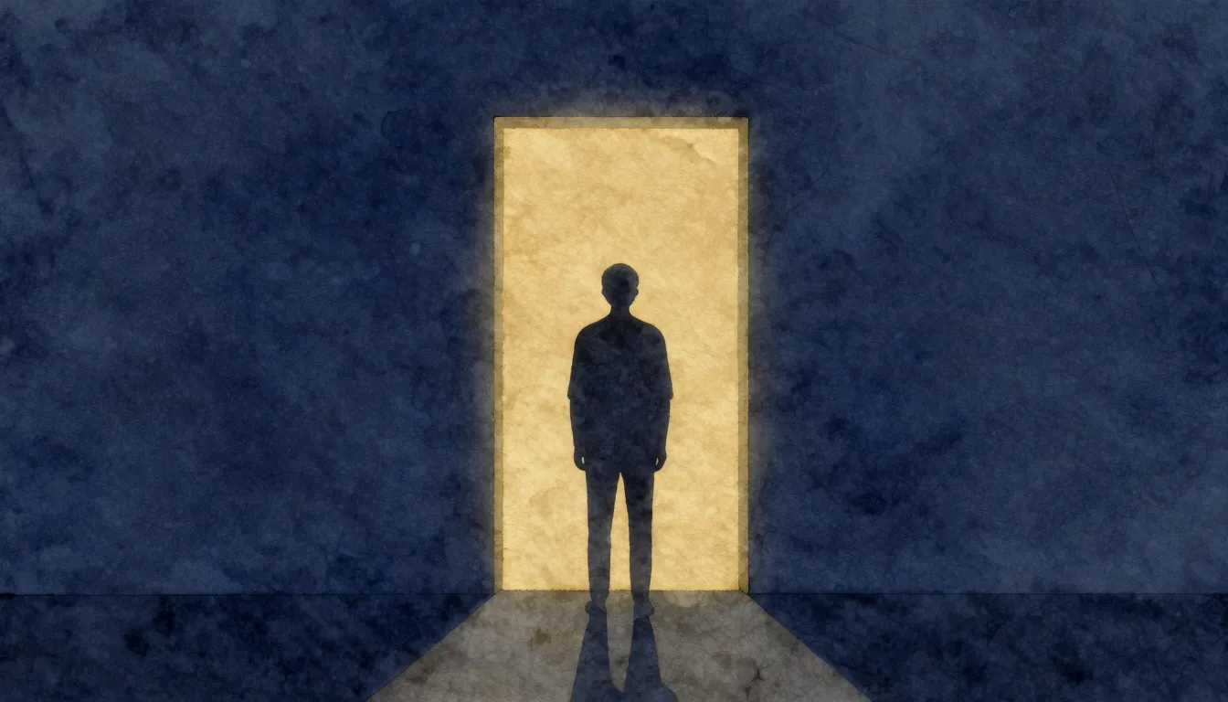 Watercolor style. Minimalist digital art, a dark silhouette ...