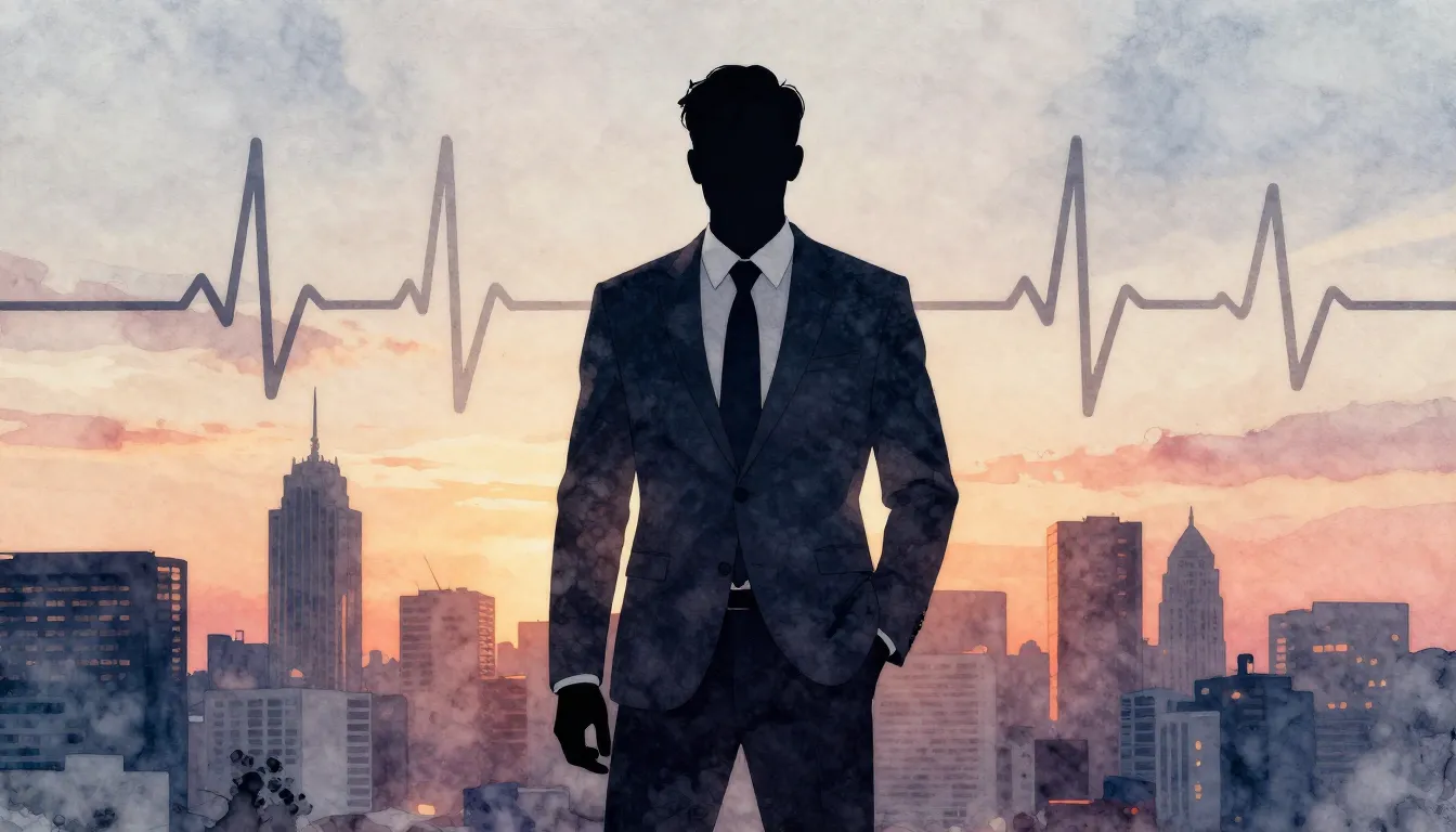 Watercolor style. Silhouette of a confident man in a profess...