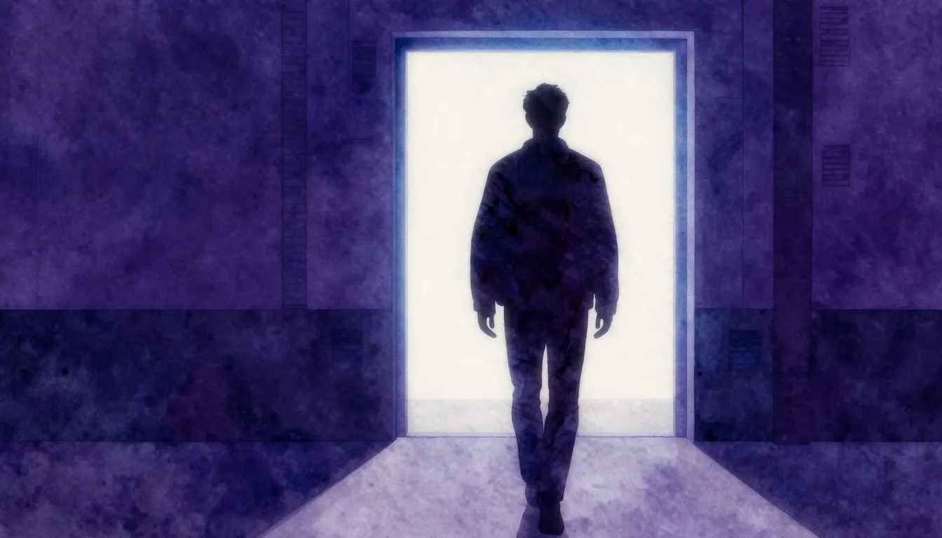 Watercolor style. A dark silhouette of a confident figure wa...