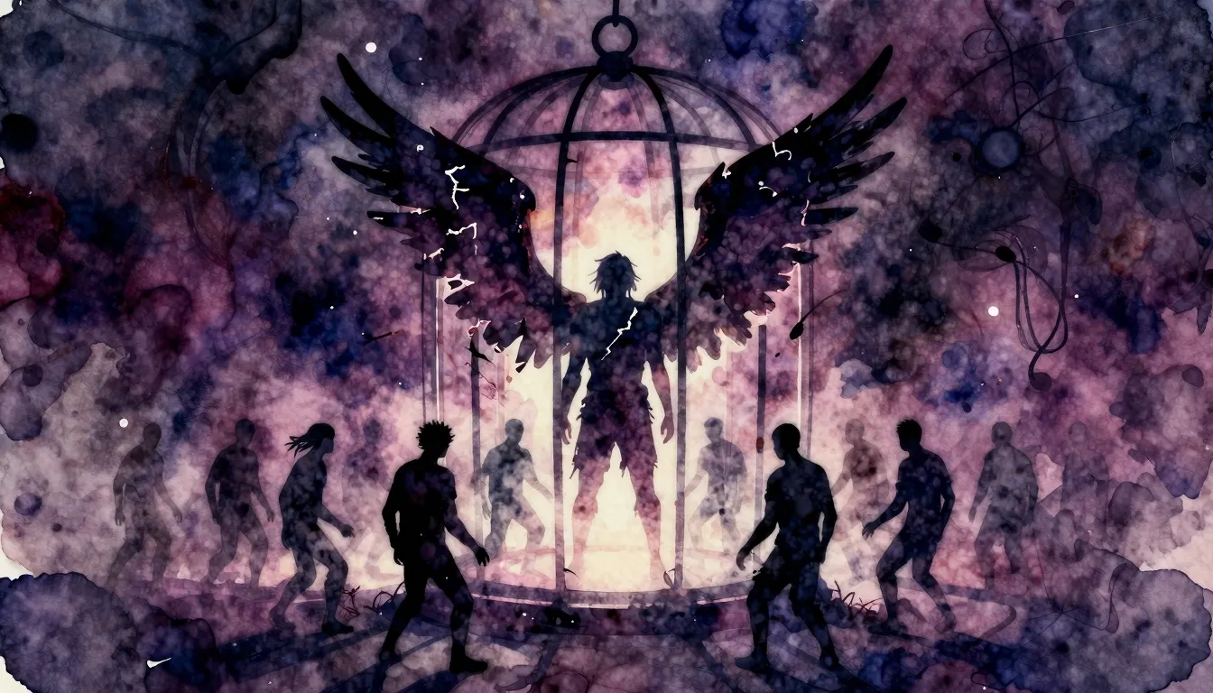 Vibrant watercolor style. Hip-hop album cover, dark fantasy,...