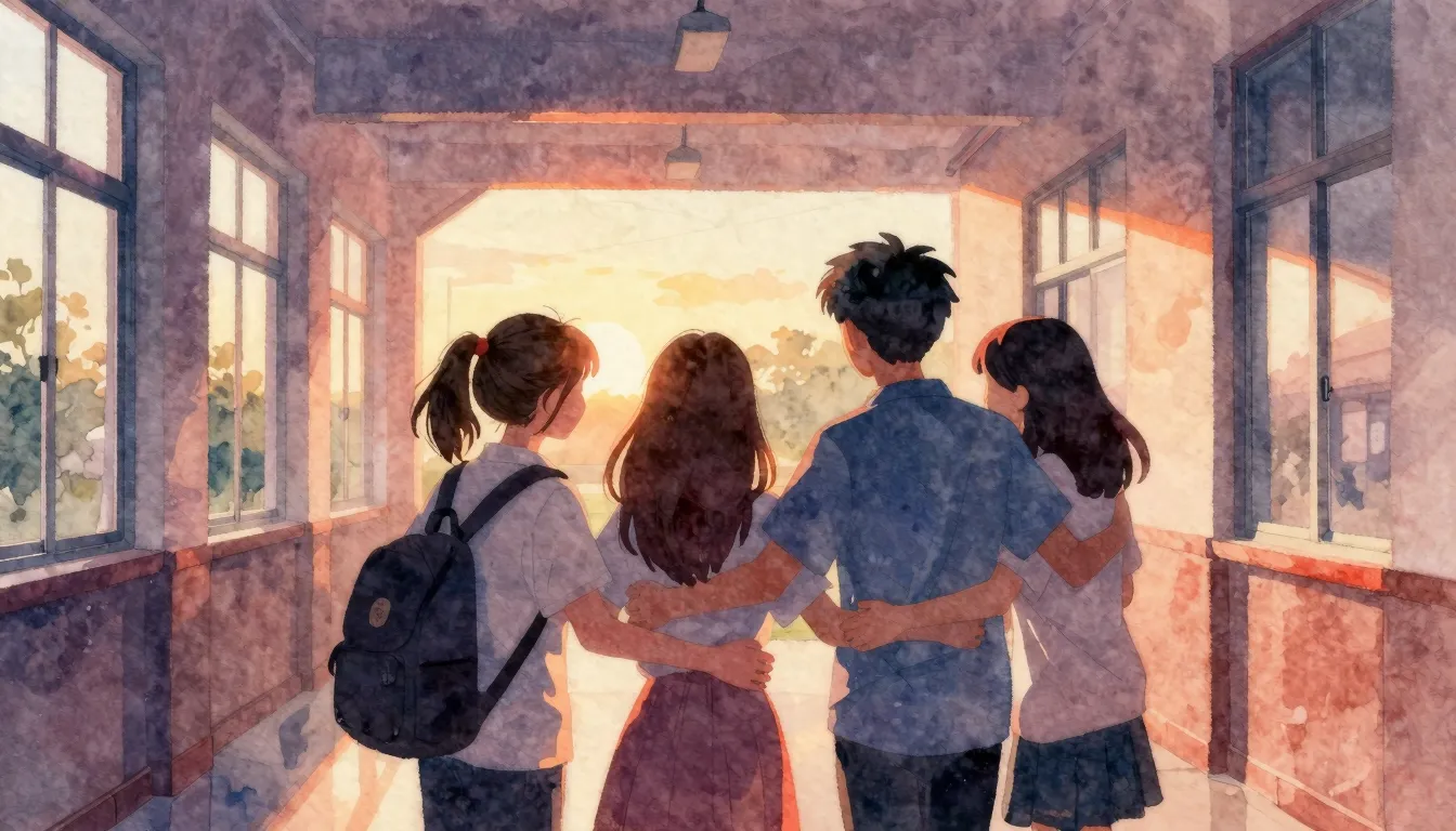 Vibrant watercolor style. Pop. A warm, nostalgic image of a ...
