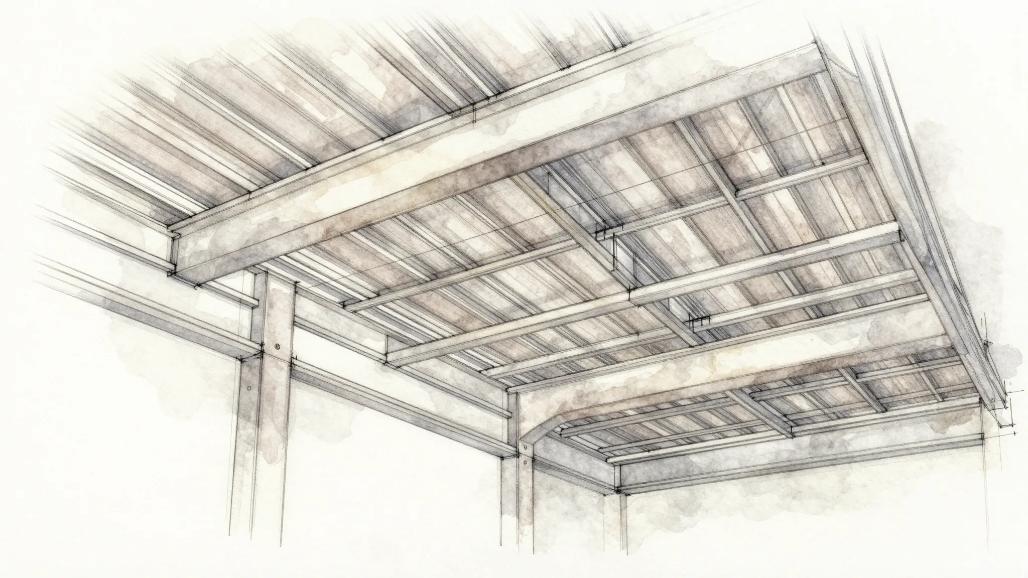 Watercolor style. Architectural blueprint of a building ceil...