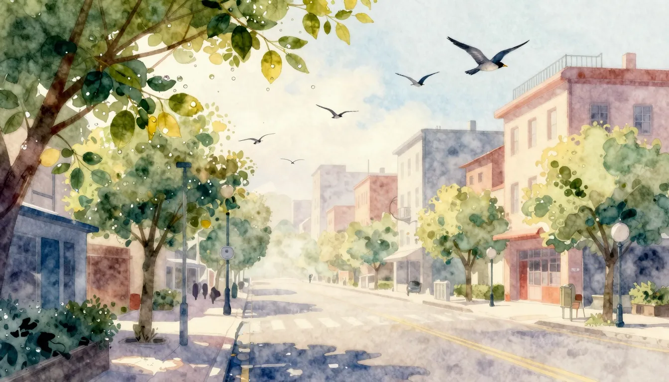 Vibrant watercolor style. Genre: **Indie Pop**

"Sunrise ove...