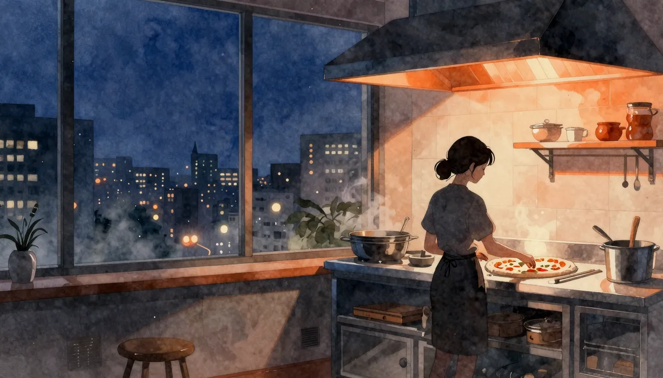 Watercolor style. Silhouette of a girl working in a modern p...