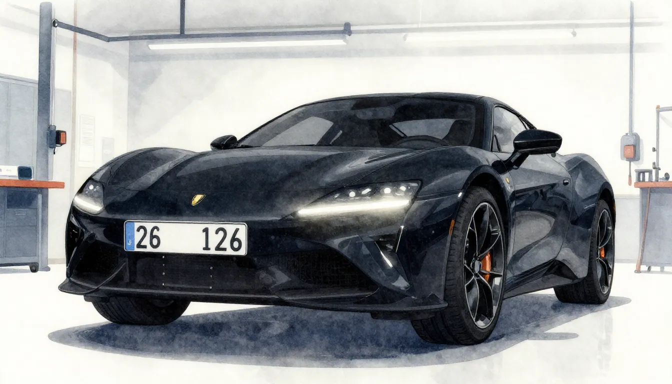 Watercolor style. Silhouette of a sleek car in a professiona...